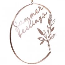 Artikel Väggdekoration "Summer Feelings" dekorativ ring, sommardekoration i metall för upphängning, Ø49 cm, rosa metallic &amp; turkos