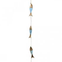 Artikel Maritim dekorativ hängare träfisk för upphängning av ljusblå L123cm
