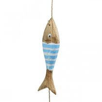 Artikel Maritim dekorativ hängare träfisk för upphängning av ljusblå L123cm