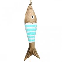 Artikel Maritim dekorativ hängare träfisk för att hänga turkos L123cm