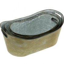 Artikel Set med planteringsbalja kopparfärgad/vit L32,5cm/36,5cm/41,5cm