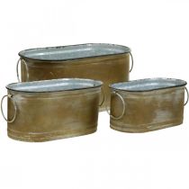 Artikel Set Planter Metallbalja Vintage Retro L22,5cm/27cm/31cm