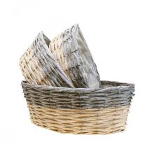 Artikel Flätad korg för plantering Plantskål L29/33/38cm set om 3