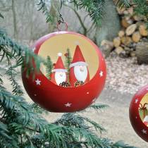 Julkula att hänga jultomtar och LED röd Ø20cm för batterier