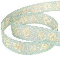 Artikel Julband stjärnor presentband turkos 25mm 18m
