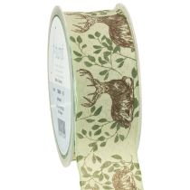 Artikel Julband med rådjursmotiv band ljusgrönt 40mm 20m