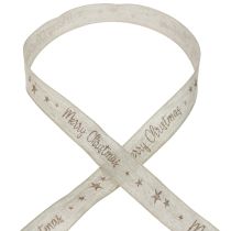 Artikel Julband Merry Christmas linneband brunt 25mm 15m