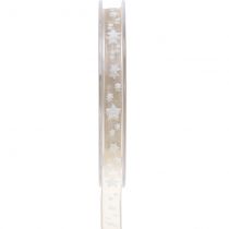 Artikel Julband organza natur med stjärna 10mm 20m