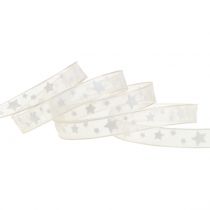 Artikel Julband organza natur med stjärna 10mm 20m