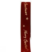 Presentband Julband rött sammetsband 25mm 20m
