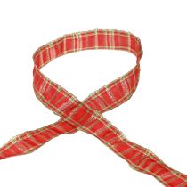 Artikel Dekorationsband Skotskt presentband rött grönt guld 25mm 20m