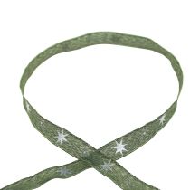 Julband stjärnor presentband grönt silver 15mm 20m