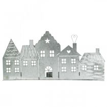 Artikel Juldekorationshus, värmeljushållare metall silver 25cm