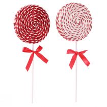 Artikel Juldekoration Röd Vit Lolly Foam Lollipop H36cm 2st
