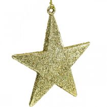 Juldekoration stjärnhänge gyllene glitter 10cm 12st