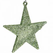 Juldekoration stjärnhänge mintglitter 10cm 12st