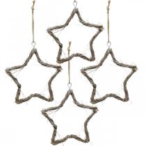 Artikel Juldekoration stjärnalmsstjärnor att hänga vittvättad 20cm 4st