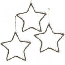 Artikel Juldekoration stjärna vittvättade stjärnor att hänga upp alm 30cm 4st