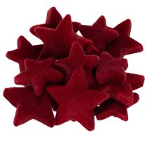 Artikel Juldekorationer, stjärnor, Bordeaux flockad, borddekoration, 4-5 cm, 40 stycken
