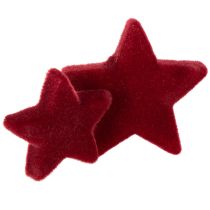 Artikel Juldekorationer, stjärnor, Bordeaux flockad, borddekoration, 4-5 cm, 40 stycken