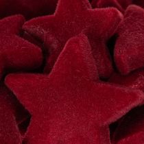 Artikel Juldekorationer, stjärnor, Bordeaux flockad, borddekoration, 4-5 cm, 40 stycken