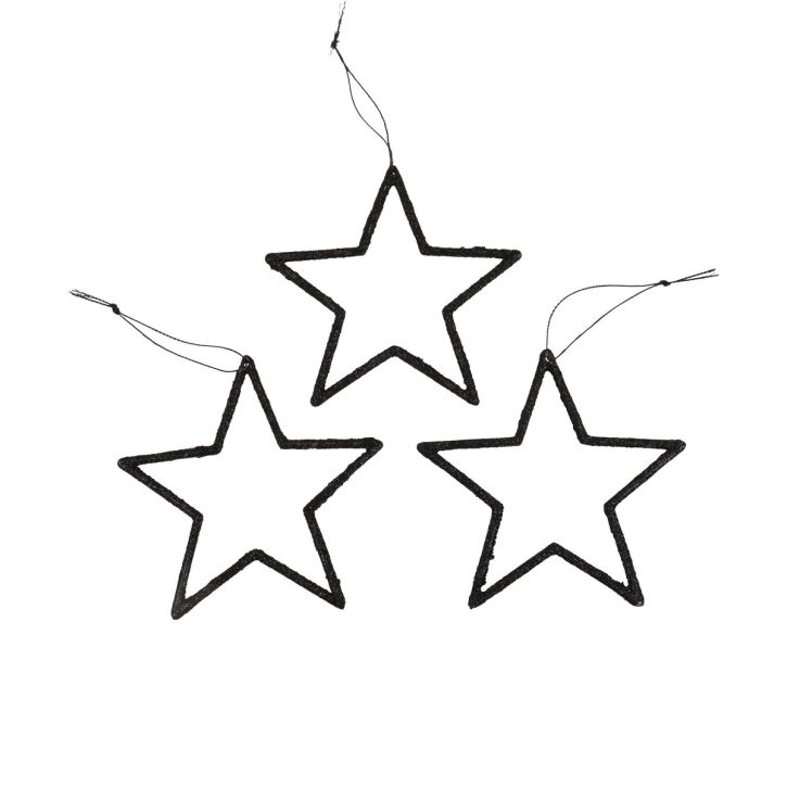 Artikel Juldekoration stjärnhänge svart glitter 12cm 12 st
