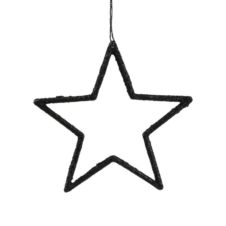 Artikel Juldekoration stjärnhänge svart glitter 12cm 12st
