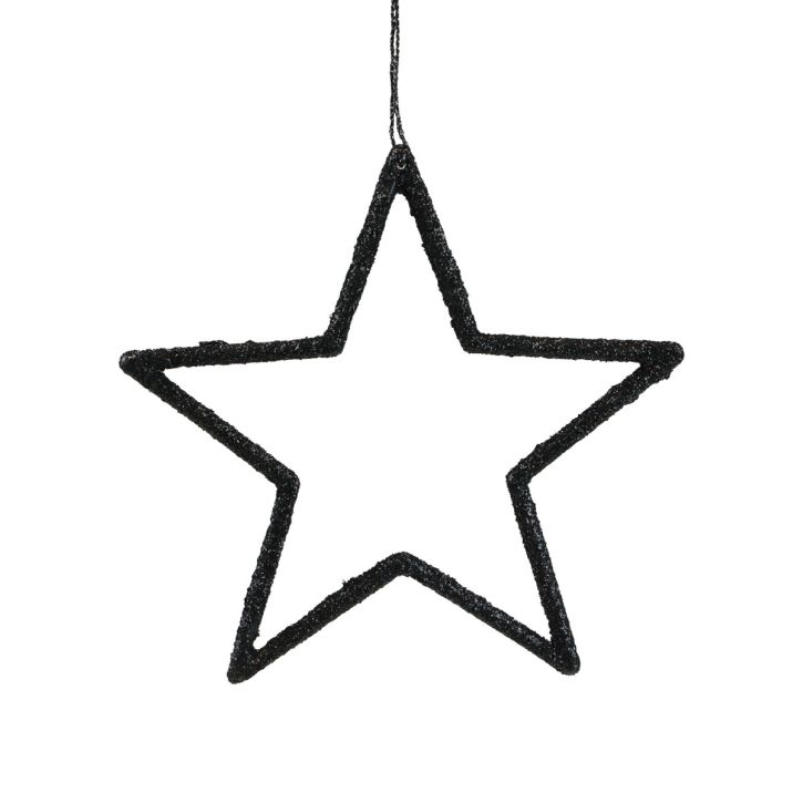 Artikel Juldekoration stjärnhänge svart glitter 12cm 12 st