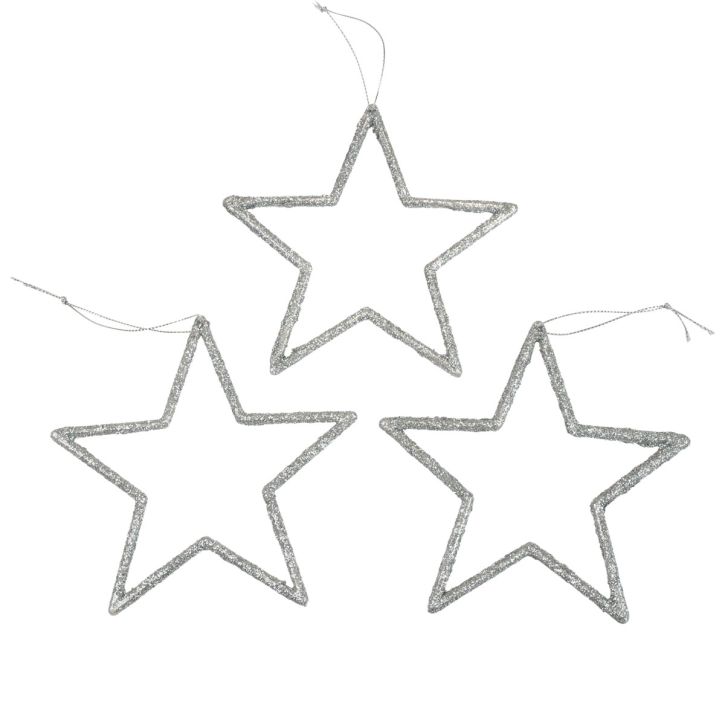Artikel Juldekoration stjärnhänge silver glitter 12cm 12st