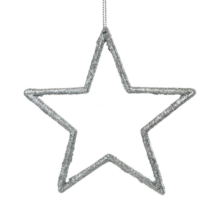 Artikel Juldekoration stjärnhänge silver glitter 12cm 12st