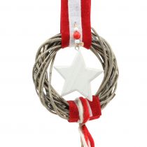 Artikel Julfönsterkrans att hänga röd, vit Ø20cm L98cm