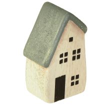 Artikel Julby trähus granar gröna och vita 5-8 cm set om 6