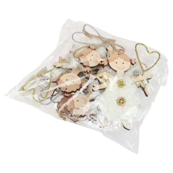 Artikel Julängel med hjärta Julgransdekorationer trä 14,5cm 8 st