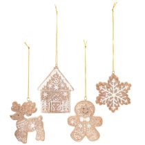 Artikel Julgranskulor, honungstårta, ren, pepparkaksgubbe, snöflinga, 7 cm, 4 stycken