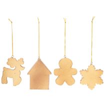 Artikel Julgranskulor, honungstårta, ren, pepparkaksgubbe, snöflinga, 7 cm, 4 stycken
