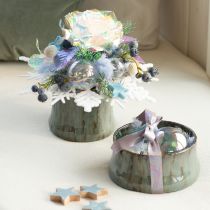 Artikel Julkula i glas – pärlfärgad med skimrande effekt och metallhängare, 5 cm, 24 stycken