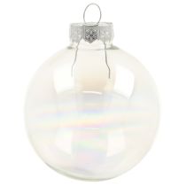 Artikel Glaskula i pärlemorlook med skimrande skimmer 6 cm 24 st