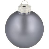 Artikel Julgranskulor i glas, set om 3 – ljusblå, blå, metallicblå och matt med galge 6 cm, 24 st