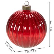 Artikel Julgranskulor, glas, röda, 8 cm, 12 stycken