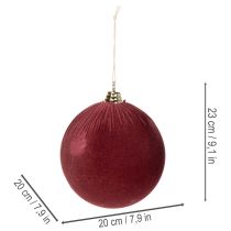 Artikel Stor röd julgranskula i sammetsliknande färg, 20 cm, 3 stycken