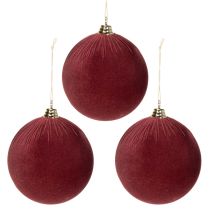 Artikel Stor röd julgranskula i sammetsliknande färg, 20 cm, 3 stycken