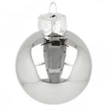 Artikel Minijulkula, träddekorationsmix, adventsdekoration svart/silver/pärlemor H4,5cm Ø4cm äkta glas 24 st.