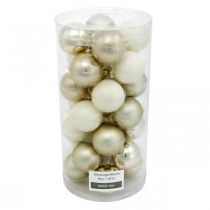 Artikel Julgranskulor mix, juldekoration, minigransdekoration vit/pärlemor H4,5cm Ø4cm äkta glas 24 st