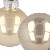 Artikel Julgranskulor, minigranskulor, juldekorationsmix beige/pärlemor H4,5cm Ø4cm äkta glas 24 st.