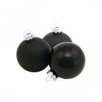 Artikel Mini julgranskula, träddekorationsmix, julkulor svart H4,5cm Ø4cm äkta glas 24 st