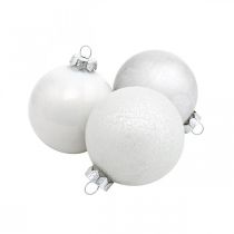 Artikel Trädhänge, snöglob, julgransdekoration, vinterdekoration vit H4,5cm Ø4cm äkta glas 24 st
