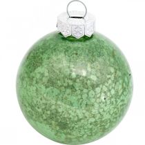 Artikel Julkula, julgransdekoration, glaskula grön marmorerad H6,5cm Ø6cm äkta glas 24 st