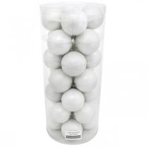 Artikel Snöklot, trädhänge, julgransdekoration, vinterdekoration vit H6,5cm Ø6cm äkta glas 24 st