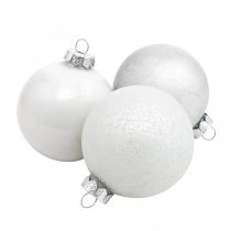 Artikel Snöklot, trädhänge, julgransdekoration, vinterdekoration vit H6,5cm Ø6cm äkta glas 24 st
