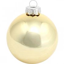 Trädboll, julgransdekorationer, julkula gyllene H8,5cm Ø7,5cm äkta glas 12st